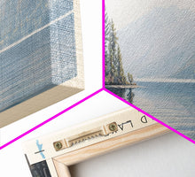 Cargar imagen en el visor de la galería, Flathead Lake Framed Canvas Print, Lake House Decor, Panoramic Wall Art, Travel Poster, Picturesque Lake Painting, Nature Art
