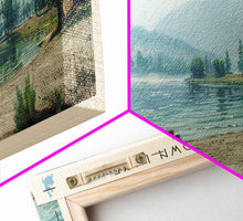 Load image into Gallery viewer, Georgetown Lake Montana Framed Canvas Print, Lake House Art, Panoramic Wall Art, Travel Poster, Scenic Lake Painting, Home Decor
