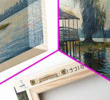 Cargar imagen en el visor de la galería, Lake Griffin Florida Framed Canvas Print, Lake House Decor, Panoramic Wall Art, Travel Poster, Beautiful Lake Painting, Nature Art

