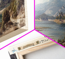 Load image into Gallery viewer, Lake Nacimiento California Framed Canvas Print, Lake House Decor, Panoramic Wall Art, Travel Poster, Beautiful Landscape Painting, Modern Art
