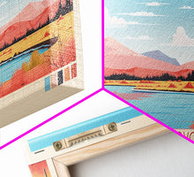 Carregar imagem no visualizador da galeria, Abiquiu Reservoir New Mexico Framed Canvas Print, Panoramic Wall Art, Midcentury Modern, Pop Art, Travel Poster, Living Room Art
