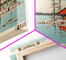Carregar imagem no visualizador da galeria, Amadjuak Lake Nunavut Framed Canvas Print, Panoramic Travel Poster, Pop Art, Midcentury Modern Wall Art, Lake House Art
