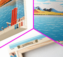 Carregar imagem no visualizador da galeria, Amistad Reservoir Texas Framed Canvas Print, Panoramic Travel Poster, Midcentury Modern Wall Art, Pop Art, Nature Bedroom Decor
