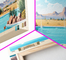 Carregar imagem no visualizador da galeria, Baker Lake Washington Framed Canvas Print, Panoramic Travel Poster, Midcentury Modern Wall Art, Pop Art, Nature Living Room Art
