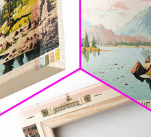 Load image into Gallery viewer, Bradley Lake Wyoming Framed Canvas Print, Midcentury Modern Panoramic Wall Art, Living Room Decor, Pop Art, Travel Poster Art
