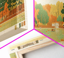 Carregar imagem no visualizador da galeria, Canobie Lake New Hamphire Framed Canvas Print, Midcentury Modern Panoramic Wall Art, Living Room Decor, Pop Art, Travel Poster Art, Scenic Nature Painting
