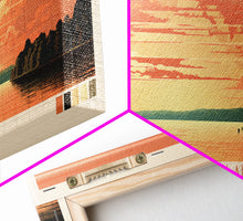 Cargar imagen en el visor de la galería, Cedar Creek Lake Kentucky Framed Canvas Print, Midcentury Modern Panoramic Wall Art, Living Room Decor, Pop Art, Travel Poster Art, Scenic Nature Painting, Lake House Decor
