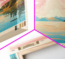 Cargar imagen en el visor de la galería, Clear Springs Lake Mississippi Framed Canvas Print, Pop Art Panoramic Travel Poster, Midcentury Modern, Wall Art, Scenic Nature Painting, Bedroom Decor, Living Room Art
