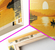 Cargar imagen en el visor de la galería, Clearwater Lake Missouri Framed Canvas Print, Pop Art Panoramic Travel Poster, Midcentury Modern, Wall Art, Scenic Nature Painting, Bedroom Decor, Living Room Art
