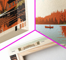 Cargar imagen en el visor de la galería, Clopper Lake Maryland Framed Canvas Print, Pop Art Panoramic Travel Poster, Midcentury Modern, Wall Art, Scenic Nature Painting, Bedroom Decor, Living Room Art
