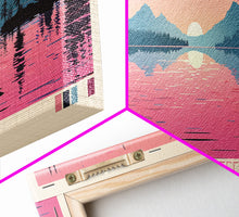 Cargar imagen en el visor de la galería, Cobbosseecontee Lake Maine Framed Canvas Print, Midcentury Modern Panoramic Wall Art, Living Room Decor, Pop Art, Travel Poster Art, Scenic Nature Painting, Lake House Decor
