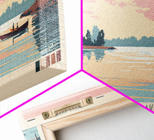 Load image into Gallery viewer, Columbus Lake Mississippi Framed Canvas Print, Midcentury Modern Panoramic Wall Art, Living Room Decor, Pop Art, Travel Poster Art, Scenic Nature Painting
