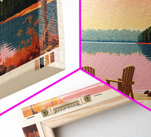 Load image into Gallery viewer, Deal Lake New Jersey Framed Canvas Print, Midcentury Modern Panoramic Wall Art, Living Room Decor, Pop Art, Travel Poster Art, Scenic Nature Painting
