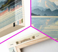 Load image into Gallery viewer, Diamond Lake Oregon Framed Canvas Print, Midcentury Modern Panoramic Wall Art, Bedroom Decor, Pop Art, Travel Poster Art, Scenic Nature Painting
