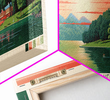 Carregar imagem no visualizador da galeria, Fairview Lake Pennsylvania Framed Canvas Print, Panoramic Art, Midcentury Modern, Pop Art, Living Room Decor, Travel Poster, Wall Art, Nature Art
