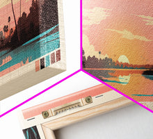 Carregar imagem no visualizador da galeria, False River Louisiana Framed Canvas Print, Panoramic Wall Art, Midcentury Modern, Pop Art, Bedroom Decor, Travel Poster, Lake View, Artistic Decor
