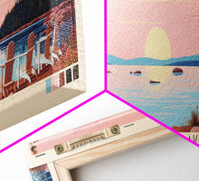 Cargar imagen en el visor de la galería, Flagstaff Lake Maine Framed Canvas Print, Panoramic Wall Art, Midcentury Modern, Pop Art, Bedroom Decor, Travel Poster, Artistic Decor, Lake View
