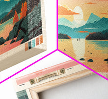 Load image into Gallery viewer, Lake Winnipesaukee, New Hampshire Panoramic Wall Art Framed Canvas Print, Midcentury Modern, Pop Art, Home Decor, Travel Poster, Living Room Art

