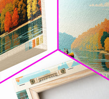 Load image into Gallery viewer, Lake of the Ozarks Missouri Framed Canvas Print, Panoramic Wall Art, Midcentury Modern, Pop Art, Bedroom Art, Travel Poster, Lake House Decor
