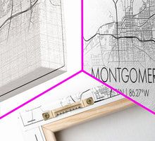Load image into Gallery viewer, Panoramic Montgomery City Map, Alabama Art, Map Print, Minimalist Wall Art, Canvas Art, Housewarming Gift, Street Map Art, Closing Gift
