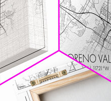 Load image into Gallery viewer, Moreno Valley City Map, California Map, Map Art, Minimalist Wall Art, Wall Art, Canvas Art, Horizontal Print, PHD Graduation Gift, Office
