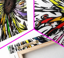 Carregar imagem no visualizador da galeria, Abstract Flower Art - Exploding Flower - Rainbow Flower Painting / Canvas Print - Framed Wall Art - Unique Minimalist / Expressionist Art

