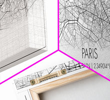 Load image into Gallery viewer, Panoramic Paris City Map, France Art, Map Print, Minimalist Wall Art, Canvas Art, Housewarming Gift, Street Map Art, Closing Gift
