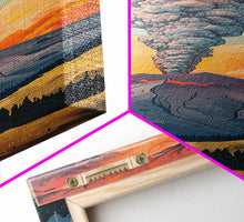 Load image into Gallery viewer, Colorful Volcano Eruption Printed on Framed Canvas, Vertical Landscape Art Print, Mountain Wall Art, 3D Canvas Art, Vertical Office Art
