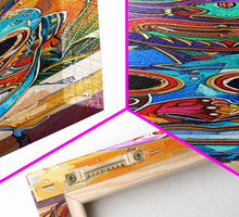 Load image into Gallery viewer, Colorful Tribal Art Painting Framed on Canvas, Spanish Style Canvas Painting, Vertical Framed Art for Living Room, Modern Canvas Art
