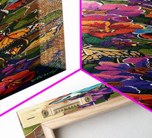 Load image into Gallery viewer, Colorful Abstract Framed Butterfly Canvas Art, Gouache Style Painting, Botanical Wall Art, Oversized Long Narrow Wall Art for Bedroom
