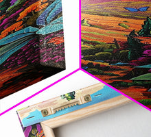 Cargar imagen en el visor de la galería, Colorful Landscape Art, Mountain Wall Art Print, Botanical Art for Kitchen, Impasto Canvas Painting Framed and Printed, Modern Wall Art
