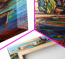 Carregar imagem no visualizador da galeria, Framed Mediterranean Coast Canvas Painting, Framed Wall Art for Living Room, Contemporary Botanical Art, Tropical Canvas Wall Art Print
