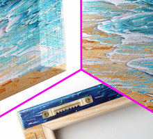 Carregar imagem no visualizador da galeria, Abstract Coastal Waves And Sandy Beach, Rustic Farmhouse Art With Boho Elements, Tall Canvas Print For Modern Wall Decor
