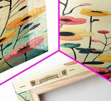 Carregar imagem no visualizador da galeria, Bright Field of Wildflowers Skinny Art Tall Art Japanese Ukiyo-e Inspired Floral Print Framed Canvas Wall Art
