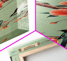 Load image into Gallery viewer, Elegant Birds on Branches Skinny Art Tall Art Japanese Ukiyo-e Inspired Bird and Nature Framed Canvas Print
