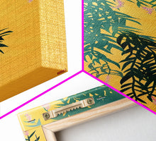 Load image into Gallery viewer, Japanese Skinny Art of Wisteria Hanging Over a Golden Background – Framed Canvas Print
