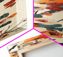 Load image into Gallery viewer, Skinny Art of Persimmon Branch with Delicate White Flowers – Japanese-Inspired Framed Canvas Print
