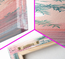 Load image into Gallery viewer, Bamboo Forest, Soft Pink Light, Japanese Art, Skinny Art, Tall Art, Framed Canvas Print, Ukiyo-e Style
