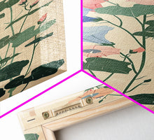 Load image into Gallery viewer, Skinny Art Tall Art Framed Canvas Print Stylized Morning Glory Blossoms In Subtle Pastel Hues Ukiyo-e Japanese Style Art Wood Block Print
