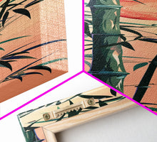 Load image into Gallery viewer, Framed Canvas Print Of Bamboo Stalks And Red Sun, Traditional Japanese Style Wall Art Ready To Hang For Asian Inspired Decor
