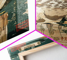 Load image into Gallery viewer, Majestic Hawk Perched On Weathered Stump Textured Background Skinny Art Tall Art Framed Canvas Print Japanese Style Art Ukiyo-e Art Wood Block Print

