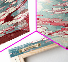 Load image into Gallery viewer, Delicate Pink Flowers On Branch Gentle Tones Skinny Art Tall Art Framed Canvas Print Japanese Style Art Ukiyo-e Art Wood Block Print Floral
