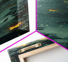 Carregar imagem no visualizador da galeria, Full Moon And Butterflies In A Night Forest Japanese Style Framed Canvas Print, Wall Art Ready To Hang For Your Home
