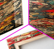 Cargar imagen en el visor de la galería, Complex Samurai Battle Scene With Mythical Creatures Framed Canvas Print Ukiyo-e Wall Art Wood Block Print Tall Art Japanese Style Skinny Art
