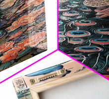 Load image into Gallery viewer, Abstract Rainbow and Waterfall Framed Canvas Print - Tall Skinny Japanese Style Wall Art
