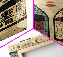Carregar imagem no visualizador da galeria, Canvas Print Japanese Sake Bottles Retro Design With Rustic Feel, Kitchen Or Dining Area Wall Art, Unique Vintage Style
