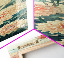 Load image into Gallery viewer, Chrysanthemums in Soft Pastel Tones on Tall Skinny Framed Canvas Print, Japanese Art Wall Decor
