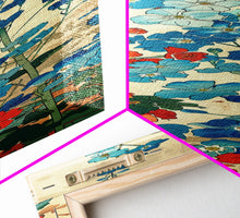 Load image into Gallery viewer, Delphinium Flowers Japanese Garden Art In Traditional Ukiyo-e Style Framed Canvas Print Tall Skinny Wood Block Floral Wall Decor
