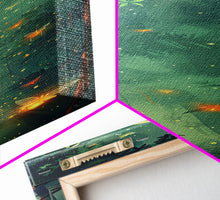 Load image into Gallery viewer, Enchanting Fireflies Illuminating Nighttime Forest Scene Under Full Moon Tall Framed Canvas Print Adding Magical Touch
