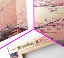 Load image into Gallery viewer, Beautiful Cherry Blossoms Blooming On Tree Branch Against Soft Pastel Background Captured Tall Framed Canvas Print Floral Home Decor
